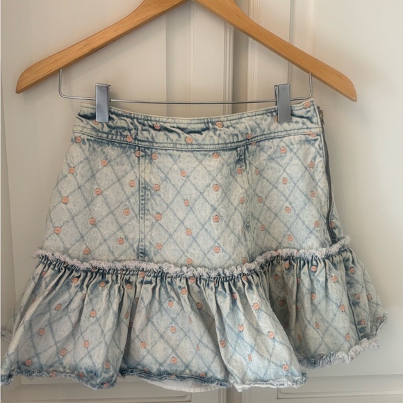 LoveShackFancy Light Blue Mini Skirt - Picture 3 of 9